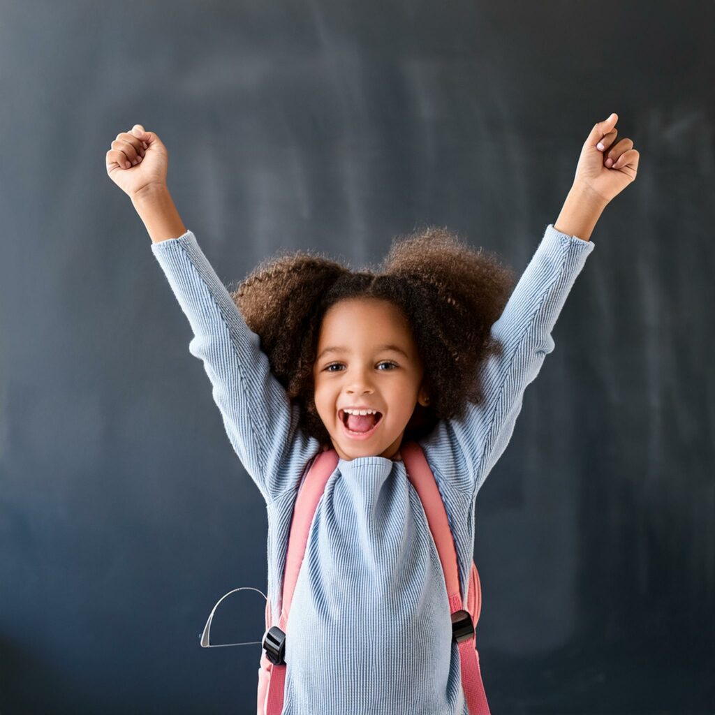 Kind hat durch Yoga im Unterricht Lernerfolg in der Schule