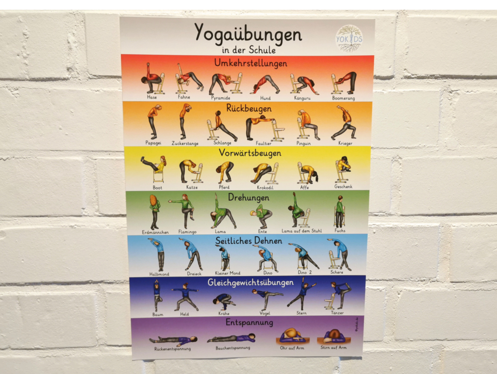 Yogaposter für Kinder in der Schule